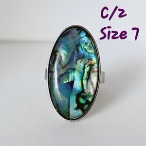 Size 7~Silver Abalone Shell Ring